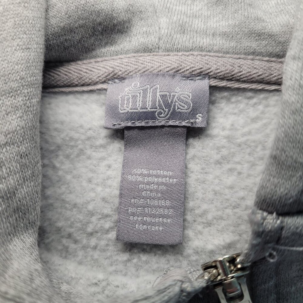 Tillys Cropped Zip Up Hoodie Sweatshirt Heather Gray Small Off-Duty Model - Picture 4 of 8